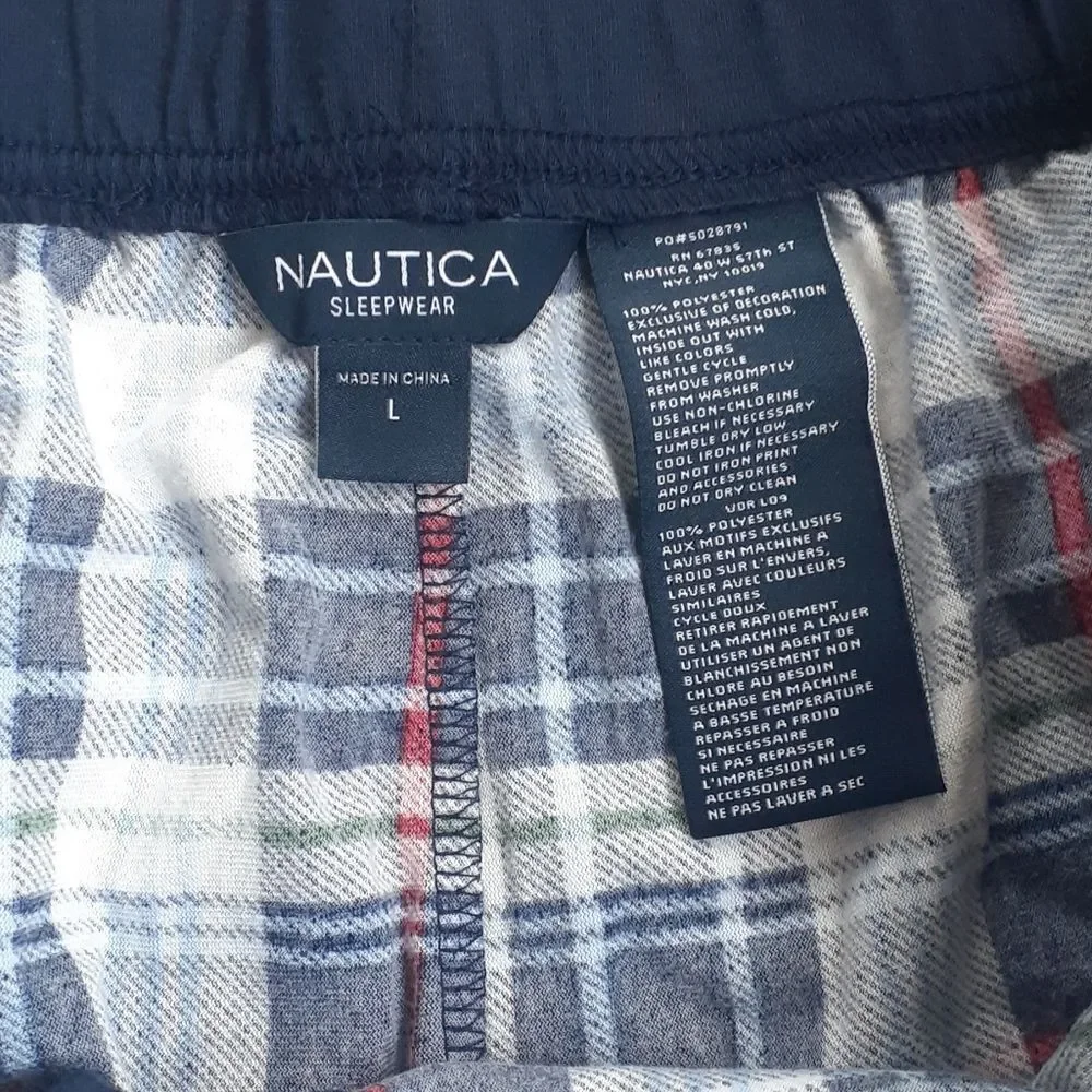Nautica Plaid Lounge Pajama Pants Drawstring Sleepwear SIZE L